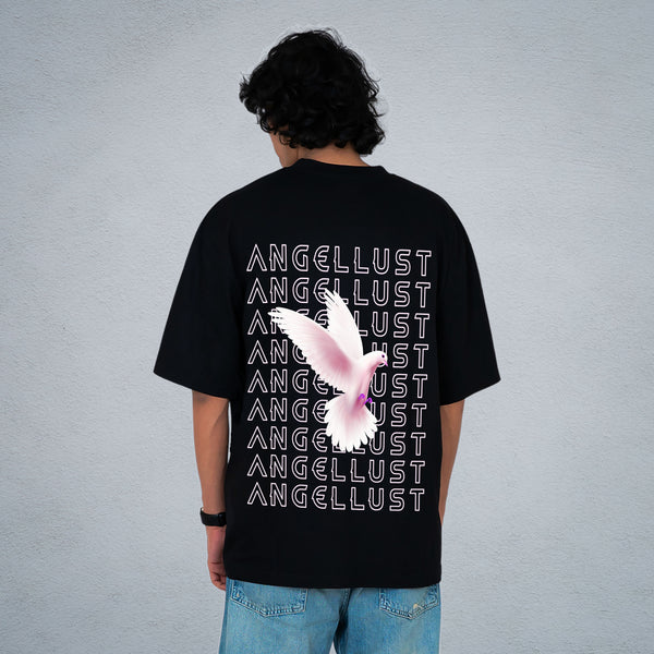 ANGELLUST MEN OVERSIZED T-SHIRT IN BLACK