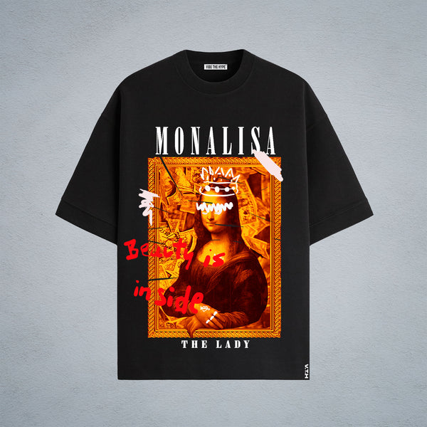 MONALISA OVERSIZED T-SHIRT IN BLACK (UNISEX)