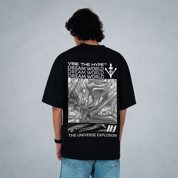 DREAM WORLD MEN OVERSIZED T-SHIRT IN BLACK