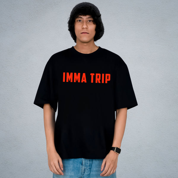 IMMA TRIP MEN OVERSIZED T-SHIRT IN BLACK