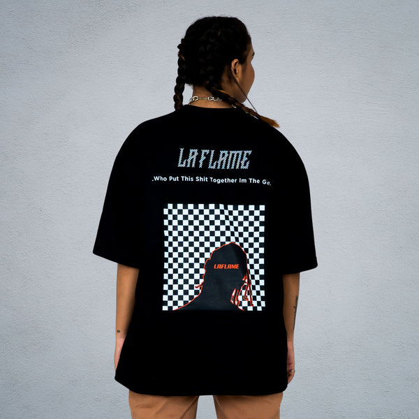 LA-FLAME WOMEN OVERSIZED T-SHIRT IN BLACK