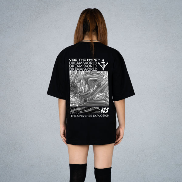 DREAM WORLD WOMEN OVERSIZED T-SHIRT IN BLACK