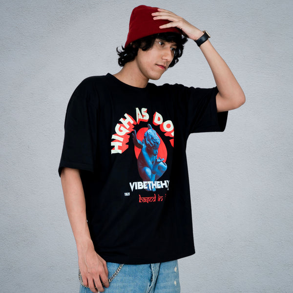 HIGH AS DOPE MEN OVERSIZED T-SHIRT IN BLACK