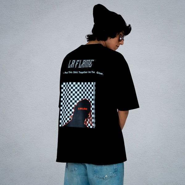 LA-FLAME MEN OVERSIZED T-SHIRT IN BLACK