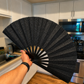 VTH BLACK GLITTER HAND FAN