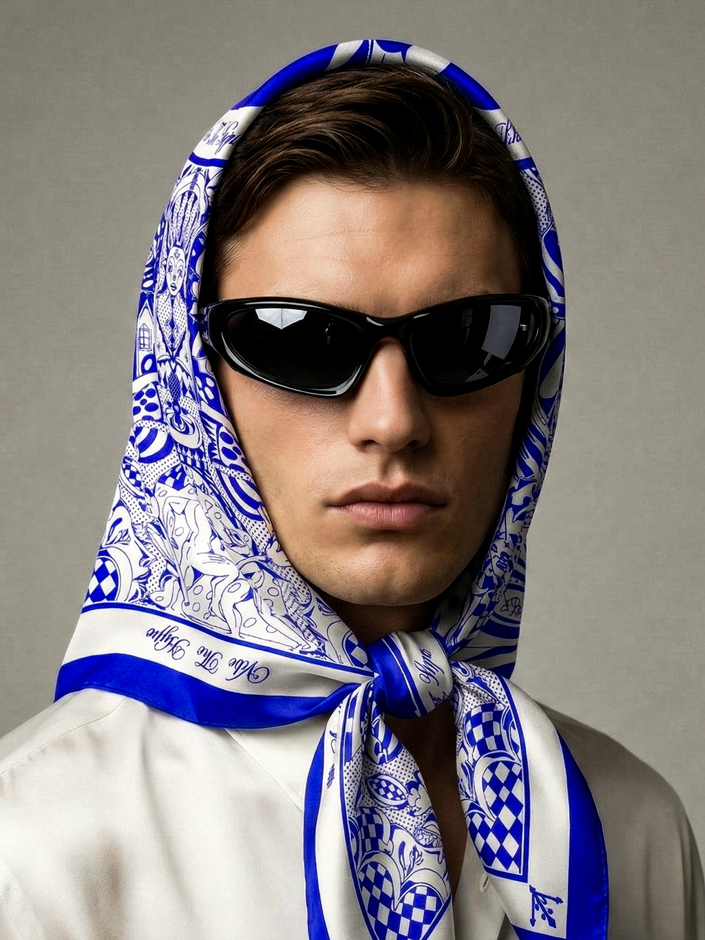 Azure Depth Silk Scarf